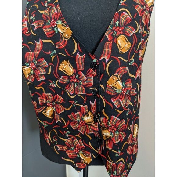 *3 for $12* Vintage 90's Nutcracker Brand Christmas Bows and Bells Vest - Large‎ - Picture 2 of 4